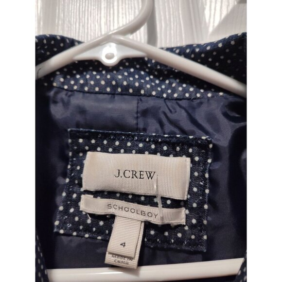 J. Crew Schoolboy Blazer Women's Size 4 Indigo Polka Dot Button-Down Notch Lined - Picture 2 of 12